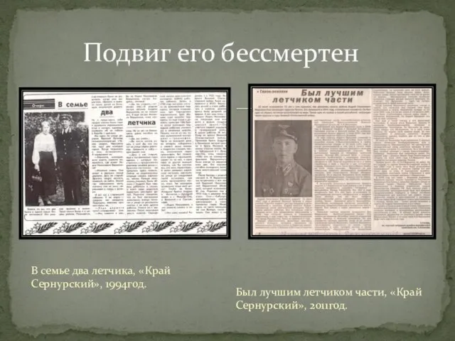 В семье два летчика, «Край Сернурский», 1994год. Подвиг его бессмертен Был лучшим