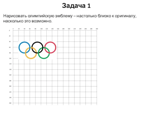 Задача 1 Нарисовать олимпийскую эмблему – настолько близко к оригиналу, насколько это возможно.