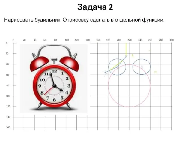 Задача 2 Нарисовать будильник. Отрисовку сделать в отдельной функции.