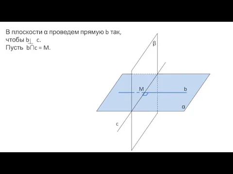 В плоскости α проведем прямую b так, чтобы b c. Пусть b∩c