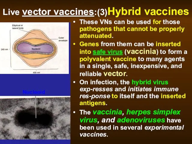 Live vector vaccines:(3)Hybrid vaccines These VNs can be used for those pathogens