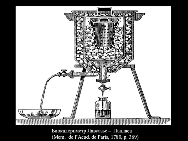 Биокалориметр Лавуазье – Лапласа (Mem. de l’Acad. de Paris, 1780, p. 369)