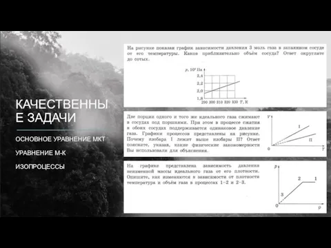 КАЧЕСТВЕННЫЕ ЗАДАЧИ ОСНОВНОЕ УРАВНЕНИЕ МКТ УРАВНЕНИЕ М-К ИЗОПРОЦЕССЫ