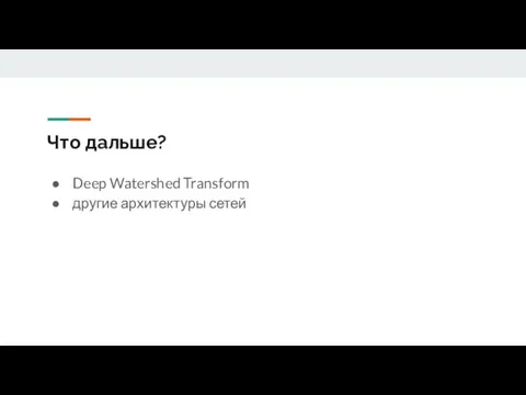 Что дальше? Deep Watershed Transform другие архитектуры сетей