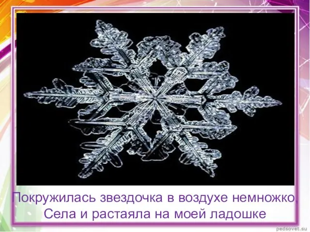 Покружилась звездочка в воздухе немножко, Села и растаяла на моей ладошке