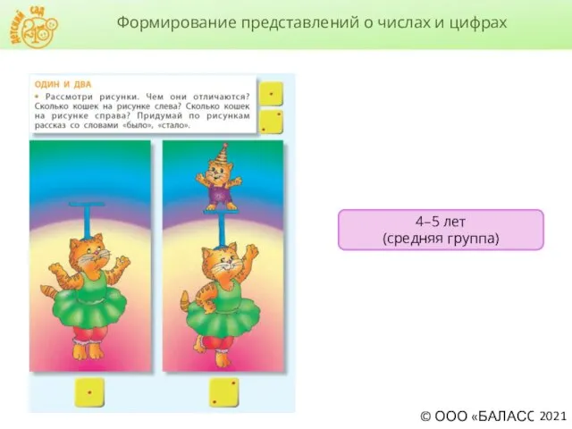 Формирование представлений о числах и цифрах 4–5 лет (средняя группа) 2021