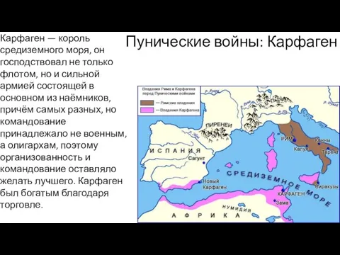 Пунические войны: Карфаген Карфаген — король средиземного моря, он господствовал не только