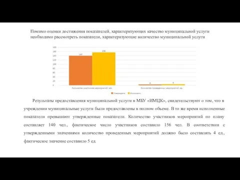 Помимо оценки достижения показателей, характеризующих качество муниципальной услуги необходимо рассмотреть показатели, характеризующие