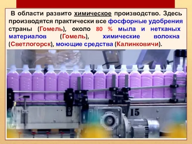 В области развито химическое производство. Здесь производятся практически все фосфорные удобрения страны