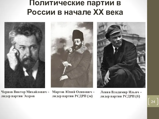 Политические партии в России в начале ХХ века Чернов Виктор Михайлович –
