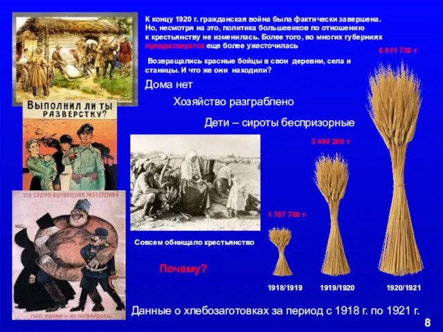 Данные о хлебозаготовках за период с 1918 г. по 1921 г. 3