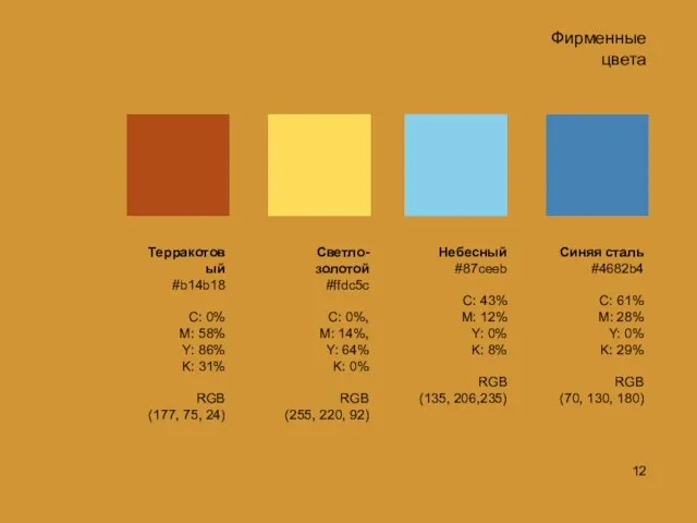 Терракотовый #b14b18 C: 0% M: 58% Y: 86% K: 31% RGB (177,