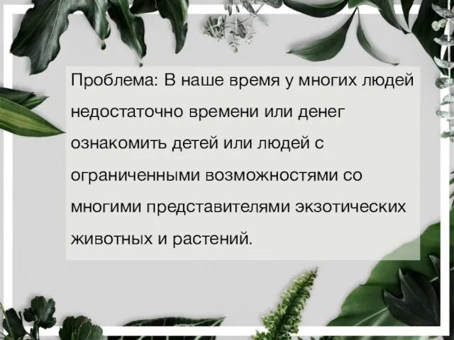 Проблема: В наше время у многих людей недостаточно времени или денег ознакомить