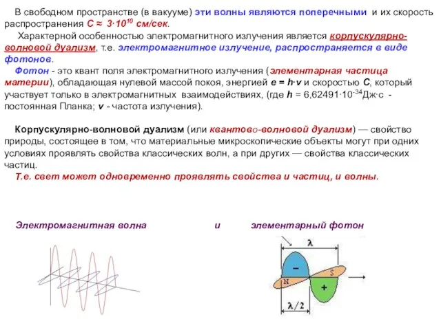 В свободном пространстве (в вакууме) эти волны являются поперечными и их скорость