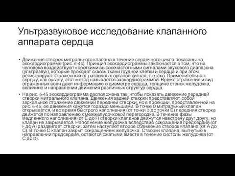 Ультразвуковое исследование клапанного аппарата сердца Движения створок митрального клапана в течение сердечного