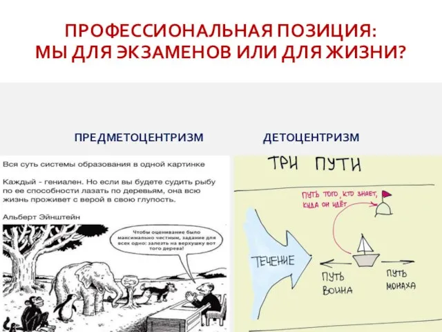 ПРЕДМЕТОЦЕНТРИЗМ ДЕТОЦЕНТРИЗМ ПРОФЕССИОНАЛЬНАЯ ПОЗИЦИЯ: МЫ ДЛЯ ЭКЗАМЕНОВ ИЛИ ДЛЯ ЖИЗНИ?