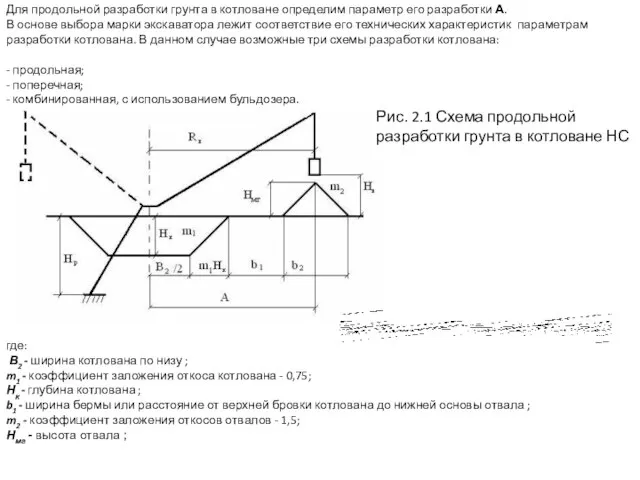 В основе выбора марки экскаватора лежит соответствие его технических характеристик параметрам разработки