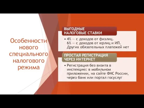 Особенности нового специального налогового режима