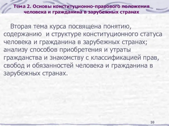 Тема 2. Основы конституционно-правового положения человека и гражданина в зарубежных странах Вторая