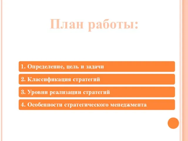 План работы: