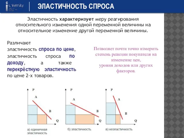 Эластичность характеризует меру реагирования относительного изменения одной переменной величины на относительное изменение