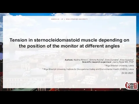 Tension in sternocleidomastoid muscle depending on the position of the monitor at