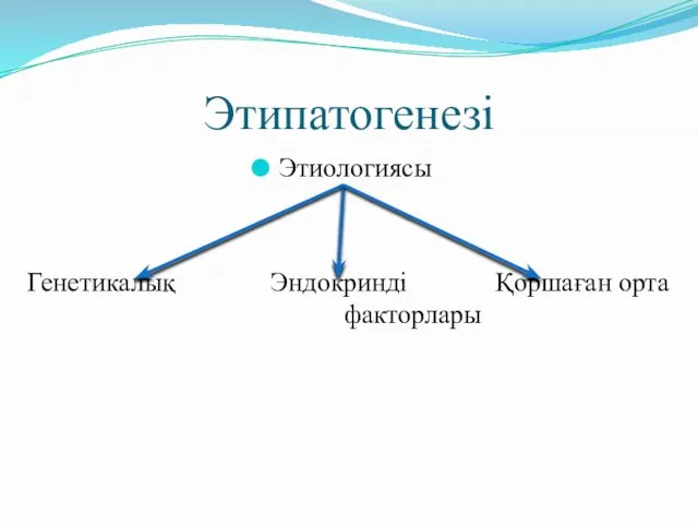 Этипатогенезі Этиологиясы Генетикалық Эндокринді Қоршаған орта факторлары