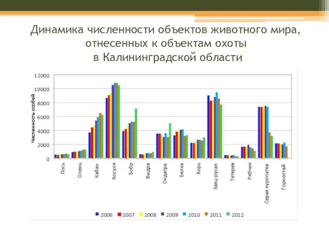 Динамика численности объектов животного мира, отнесенных к объектам охоты в Калининградской области