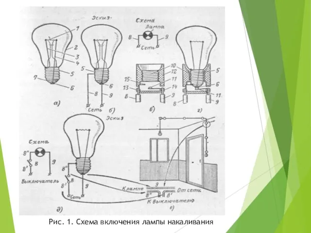 Рис. 1. Схема включения лампы накаливания