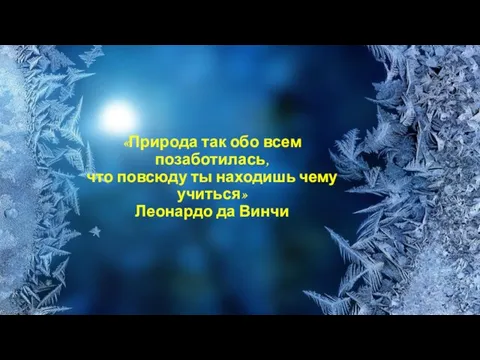 «Природа так обо всем позаботилась, что повсюду ты находишь чему учиться» Леонардо да Винчи