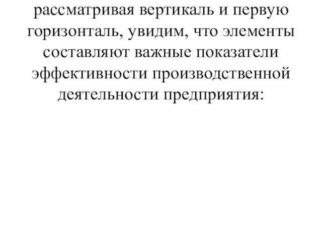 Не все элементы матрицы имеют экономический смысл, но рассматривая вертикаль и первую