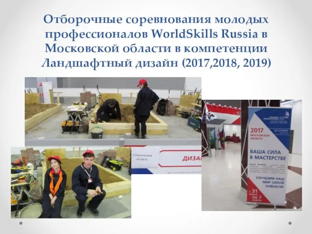 Отборочные соревнования молодых профессионалов WorldSkills Russia в Московской области в компетенции Ландшафтный дизайн (2017,2018, 2019)