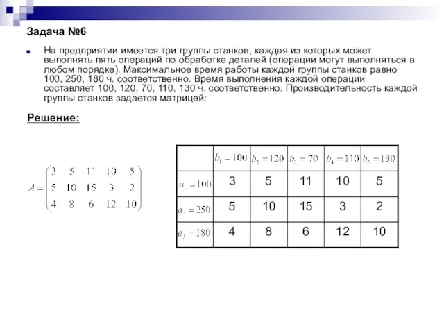 Задача №6 На предприятии имеется три группы станков, каждая из которых может