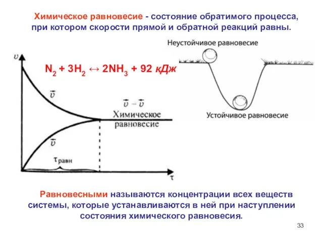 Химическое равновесие - состояние обратимого процесса, при котором скорости прямой и обратной