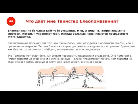 88 Что даёт мне Таинство Елеопомазания? Елеопомазание больных даёт тебе утешение, мир,