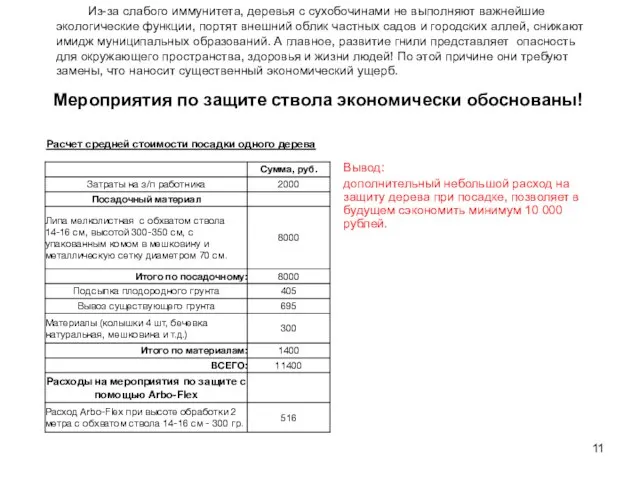 11 Мероприятия по защите ствола экономически обоснованы! Вывод: дополнительный небольшой расход на