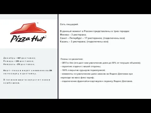 Сеть пиццерий. В данный момент в России представлены в трех городах: Москва