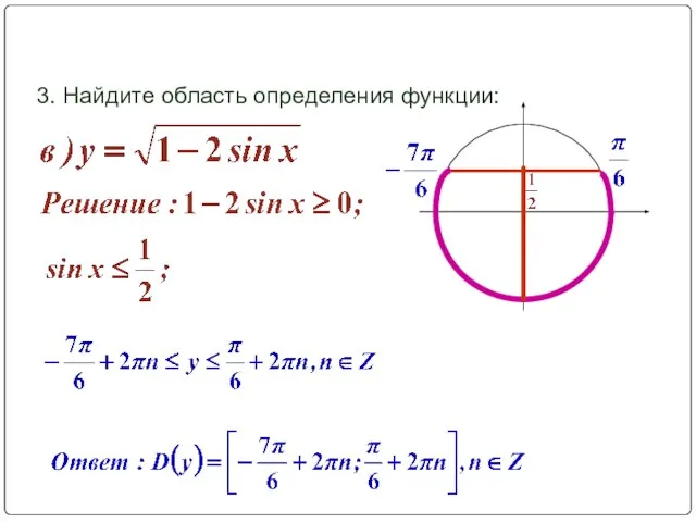 Решение упражнений 3. Найдите область определения функции: