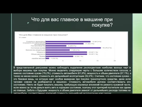 Что для вас главное в машине при покупке? В представленной диаграмме можно