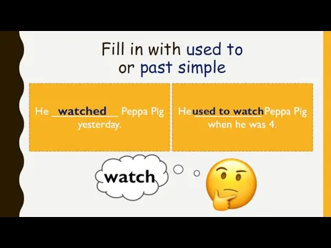 Fill in with used to or past simple He ___________ Peppa Pig