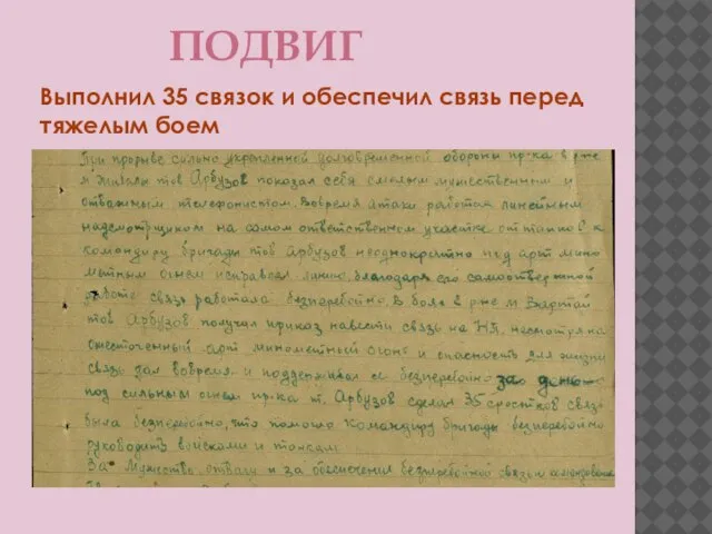 ПОДВИГ Выполнил 35 связок и обеспечил связь перед тяжелым боем