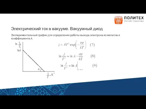 Электрический ток в вакууме. Вакуумный диод Экспериментальный график для определения работы выхода