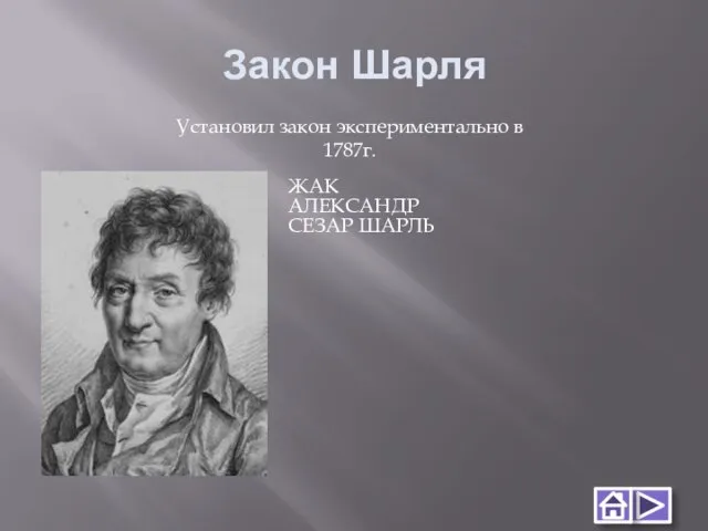 Закон Шарля ЖАК АЛЕКСАНДР СЕЗАР ШАРЛЬ Установил закон экспериментально в 1787г.