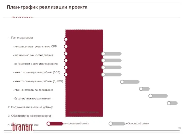 План-график реализации проекта - предстоящий этап - реализованный этап профинансировано