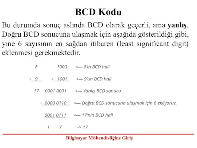 BCD Kodu Bu durumda sonuç aslında BCD olarak geçerli, ama yanlış. Doğru