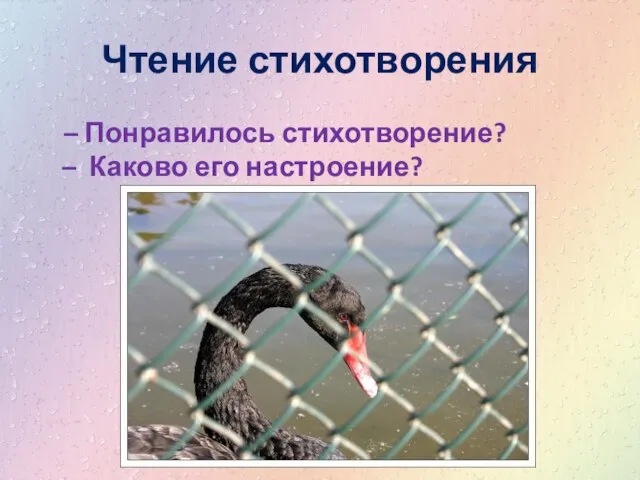 Чтение стихотворения – Понравилось стихотворение? – Каково его настроение?