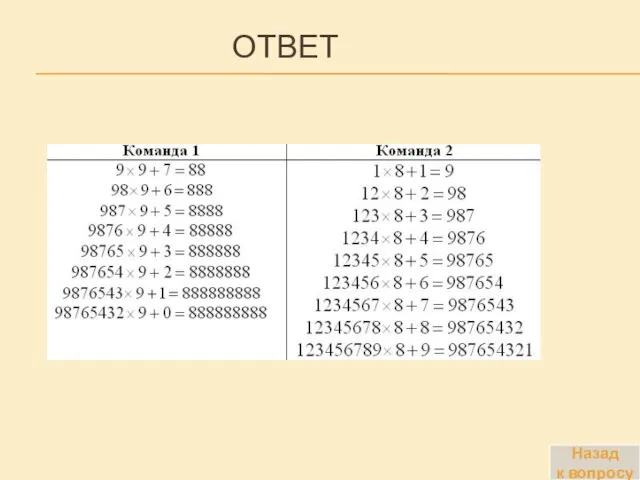 ОТВЕТ Назад к вопросу