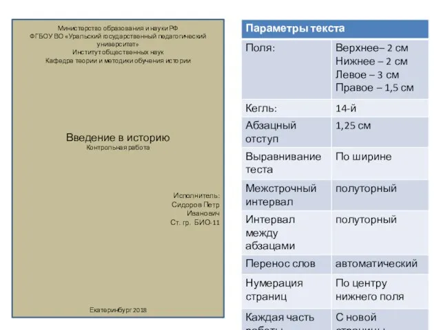 Министерство образования и науки РФ ФГБОУ ВО «Уральский государственный педагогический университет» Институт