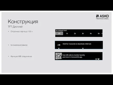 Отсрочка старта до 100 ч Блокировка (замок) Функция Wifi соединения Конструкция TFT Дисплей