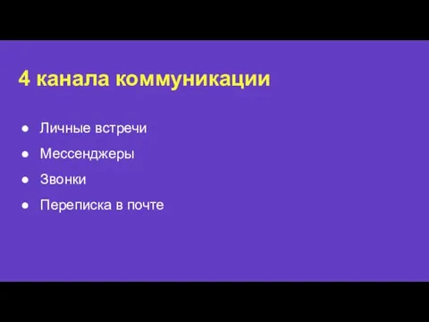 4 канала коммуникации Личные встречи Мессенджеры Звонки Переписка в почте